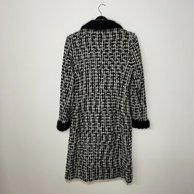 Giambattista Valli Boucle Tweed Wool Long Coat Jacket Size 46 L
