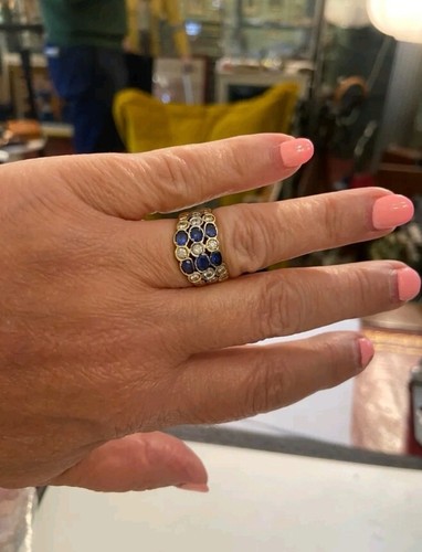 Vintage 18ct Diamond & Sapphire Ring Size M - Picture 2 of 5