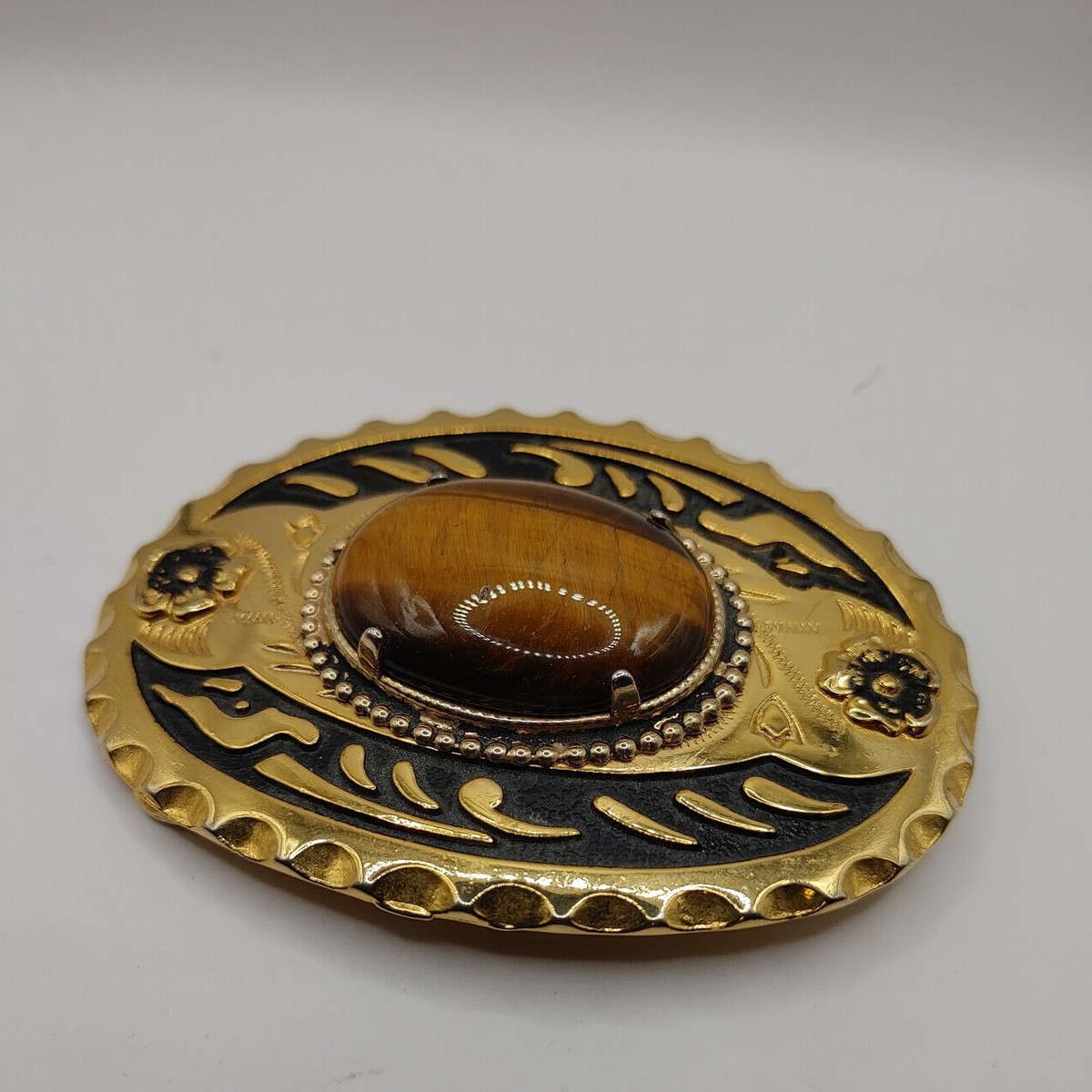Belt Buckle Tiger Eye Gold Tone-VTG | eBay display picture 1