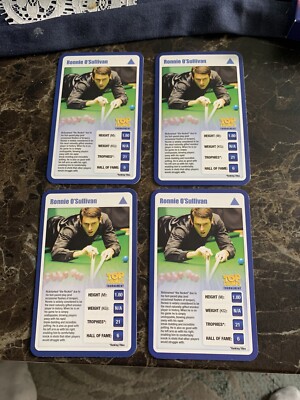 Top Trumps Tournament Ronnie O Sullivan x4 Snooker Card Lot