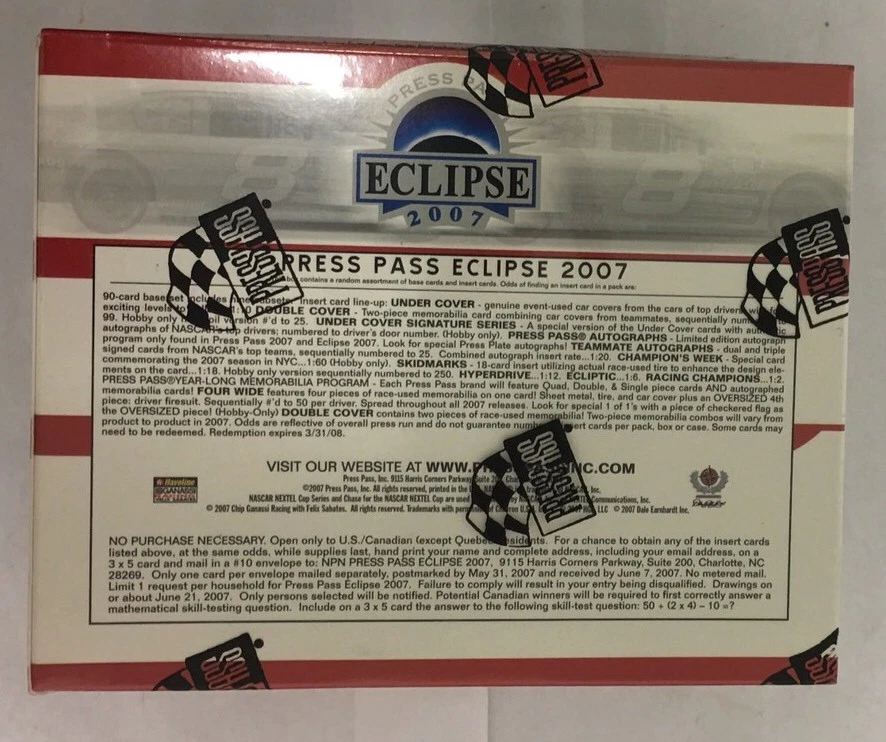 2007 Press Pass Eclipse NASCAR Racing Hobby Edition Box Factory Sealed 24 Pack - Image 4 of 4