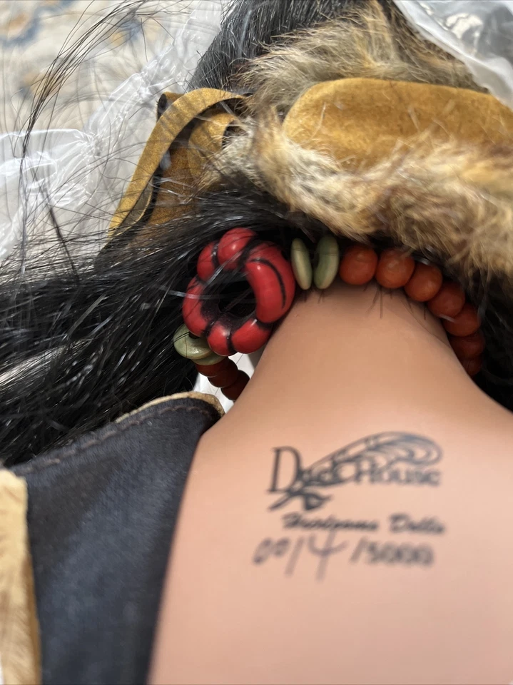 Muñeca de porcelana Native American Duck House 24" reliquia Migina certificado de autenticidad #14/5000. Foto 2 de 4