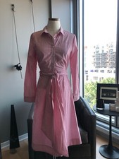 New J. Crew Tie Waist Shirt Dress in Stripe Size 2 Red and White MSRP $118