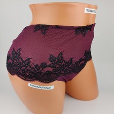 Lane Bryant Cacique 22/24 Wide Side Thong Floral Lace Plus Panties Wine Black