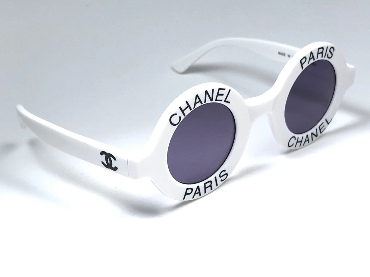 chanel white frame sunglasses