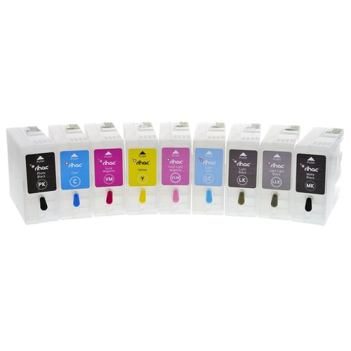 9 Rihac Refillable cartridges for Epson Stylus 3880 T5801 T5809 Cartridge VLM/VM - Picture 3 of 4