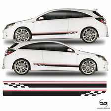 Side Stripe Checkered Race Graphics for Vauxhall Astra H VXR MK5 Vinyl Stickers
