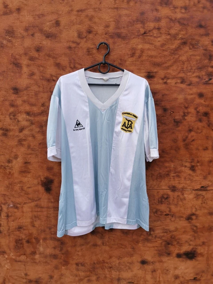 Argentina Retro Soccer Jersey - Large - Le Coq Sportif - Home - Blue/White
