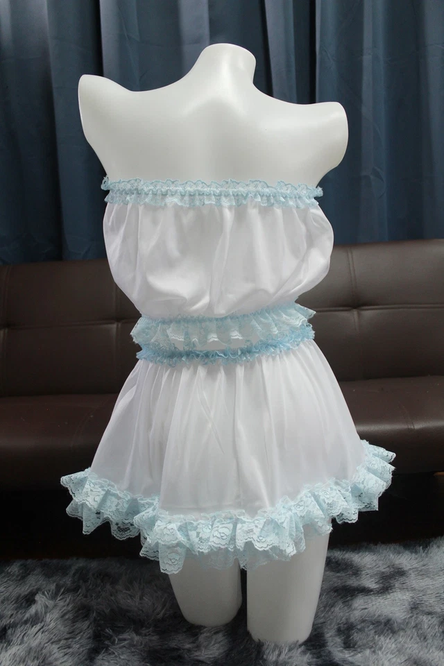 #A25 2XL/ElásticoW.24-46" VTG Estilo Conjunto 2 Piezas Tops Tubo Nylon Blanco + Medio Deslizamiento 11" Foto 2 de 4