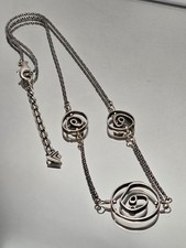 Silpada Sterling Silver Three Scroll Coil Pattern Station Rope Necklace 20" 925