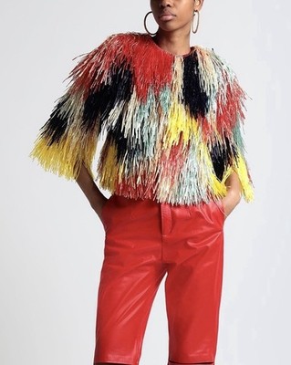 elisabetta franchi fringe jacket Sz4 NWT Orig $2195