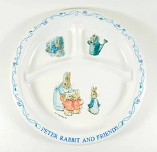 Vintage Peter Rabbit Divided Dish Melamine by F. Warne & Co. 8.5" Wide Excellent
