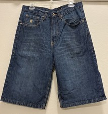 Vintage Y2K Rocawear Baggy Denim Jorts Shorts Graphic Back Pocket Mens Size 32