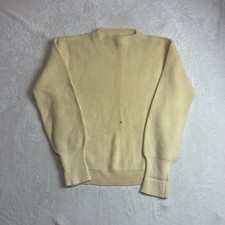 Vintage Grewe Men's Cream Ribbed Knit Sweater Size L USA Made
