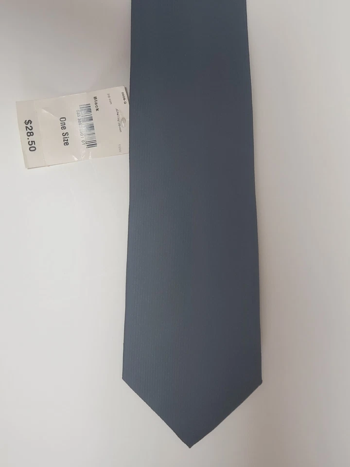 Corbata Stafford negra maciza para hombre 100 % seda hecha a mano 57" x 3,5" Foto 4 de 4