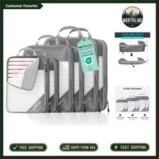 6-Piece Compression Packing Cubes Set - Space-Saving Travel Organizers in Grey