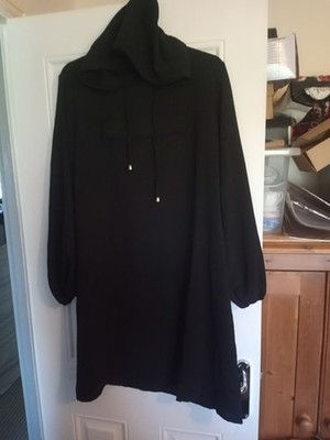 butik mirayy Black Hooded casual Sweater jumper Dress hoodie size 18