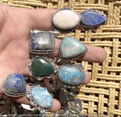 Jasper & Mix Gemstone Rings 500pcs Wholesale Lot 925 Silver Plated Jewelry