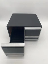 Vintage Retro Style Black CD Media Cabinet - 2 Drawers - 40 CD Capacity