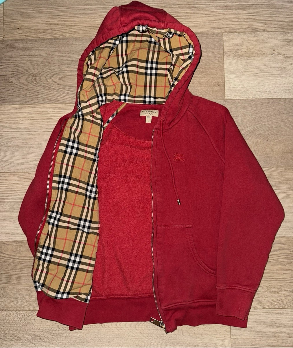 Burberry Women's Red Full Zip Hoodie, Size S, Preowned