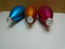 SET OF 3 VIBRANT COLOR RAUCH 5" TEARDOP GLASS ORNAMENTS (CB5226)