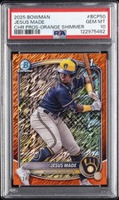 2025 BOWMAN CHROME PROSPECTS ORANGE SHIMMER #BCP50 JESUS MADE 3/25 PSA 10