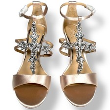Badgley Mischka Jewel Galvin Rhinestones Beige Size 6 JW2372