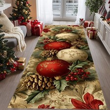 Christmas Ornament Rug, Christmas Rug,Poinsettia Christmas Rug,Christmas Runner
