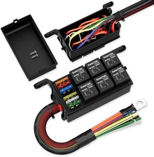 12V Relay Box 6 Way Relay Fuse Box 12 AWG Pre-Wired Waterproof Relay Box 6 Slot