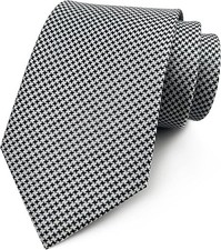 Men's Classic Solid Color Ties Soft Business Casual One Size Silver Black