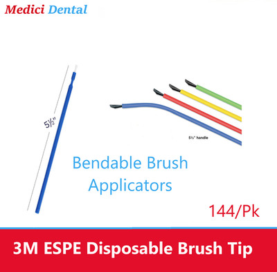 Dental Disposable Brush Applicators 100 Pieces & with Handle, Bendable Brushes