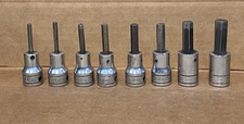 SNAP-ON 8 PIECE 3/8" DRIVE HEX BIT SOCKETS (1/8" FA4A- 3/8" FA12A) USED.