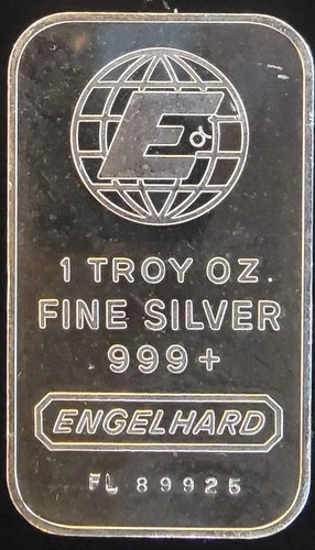 Engelhard Globe Repeating Rev Vtg US Bullion-0.999 Silver 1 Oz Art Bar Ingot