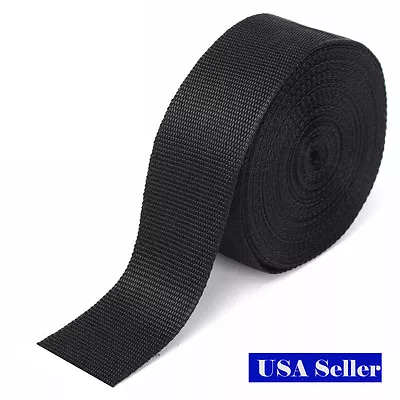 MTP 1" 2" 1.5" 3/4" Inch Polypropylene Webbing Black Nylon Strap 5/10/25 yard