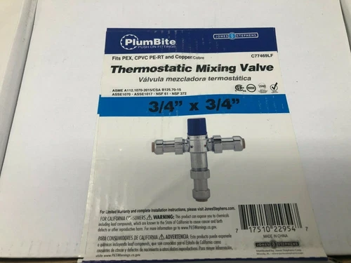 Jones Stephens C77469LF Plumbite 3/4" x 3/4" Push On Thermostatic Mixing Valve - Picture 2 of 5