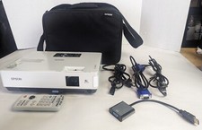 Epson PowerLite 1715c 408 Lamp Hours LCD Projector w/Case Remote HDMI Adapter