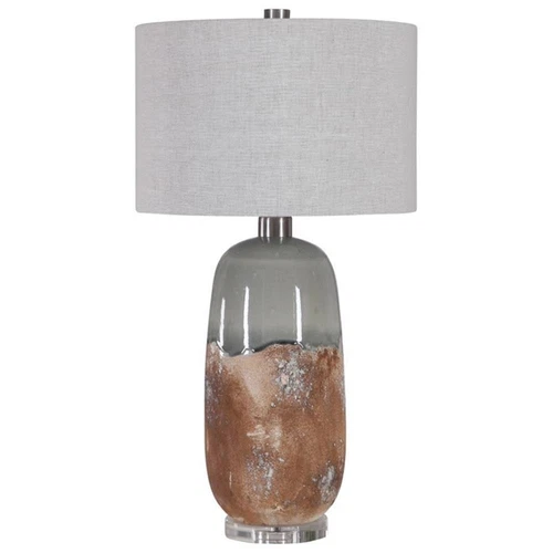 Uttermost Maggie Ceramic Iron and Fabric Table Lamp in Terracotta Rust Brown - Picture 3 of 10