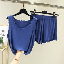 2pcs/set Lady Outfit Tank Top Vest Shorts Nightwear Set Loungewear Soft Summer