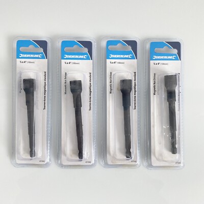 Lot of 4 -Silverline 6'' Long Magnetic Nut Driver Setters 1/4'' Hex Shank for 3/8''