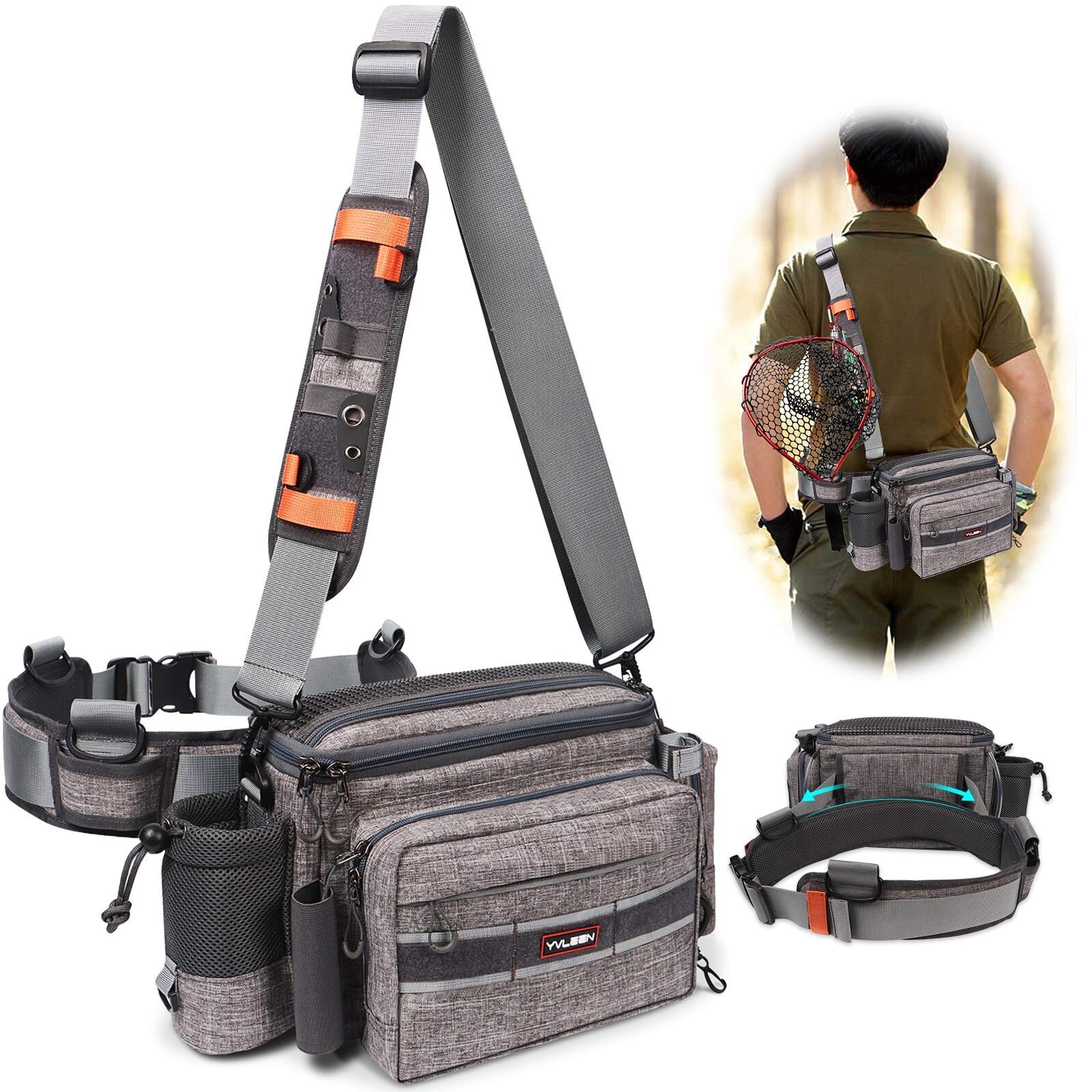 YVLEEN Sling Fishing Tackle Bag Outdoor Fishing Tackle Storage Pack