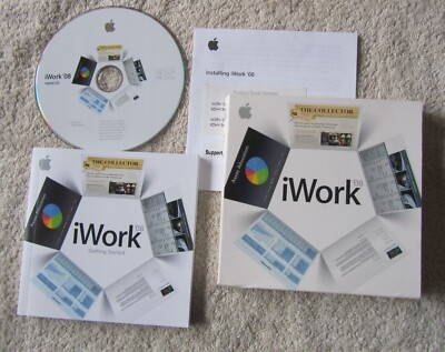 Apple Mac iWork 08 Keynote Pages Numbers: Word Process, Spreadsheet - Serial No.