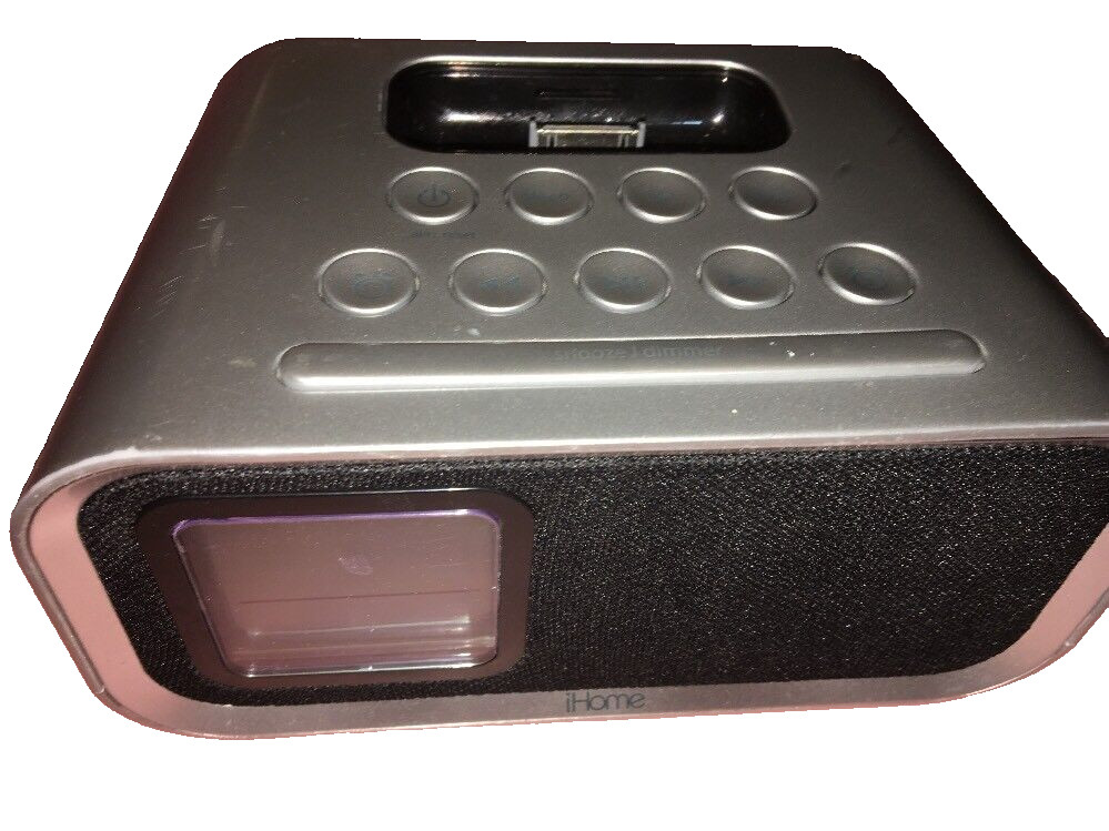 iHome iH22 Silver Dual Alarm Clock For Iphone 4 or Others w Adapter-Rare-SHIP24