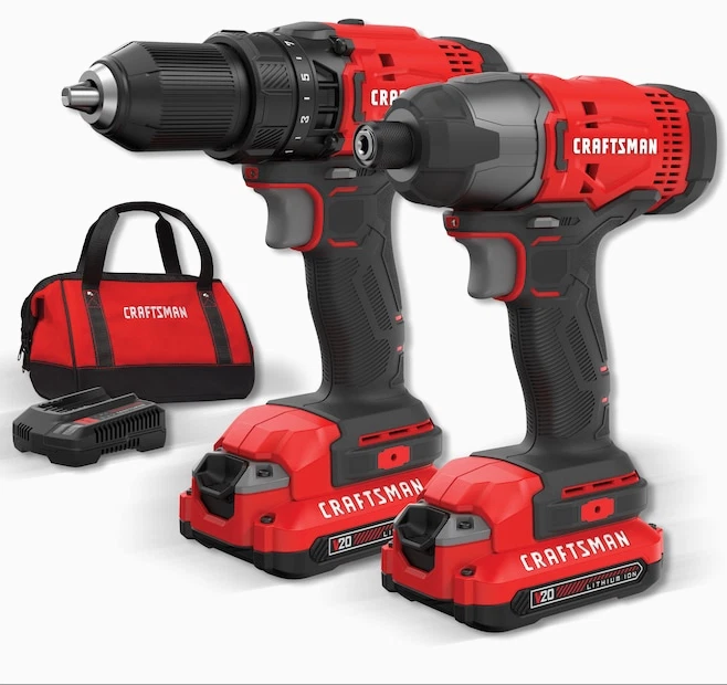CRAFTSMAN V20 2 Tool 20 Volt Max Power Tool Combo Kit with Soft Case 2 Batterie