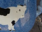 Vtg Calico China Blue Spongeware Pitcher with a Cow Design — photo 4