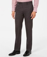  190 Calvin Klein Men's Wine Slim Fit Solid Dress Pants 37 W yde1023