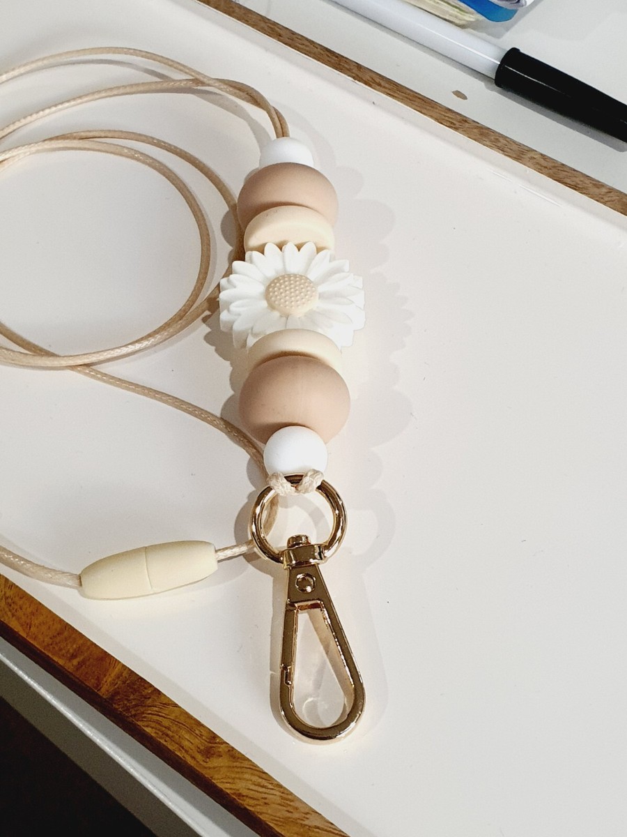 Soumake Id Badge Beaded Lanyard Adjustable Length Lightweight Non Rusting Reusable Silicone Beaded Breakaway Lanyard With Keychain - Foto 11