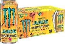 15 Pack Monster Khaotic Tropical Orange Sports Drink, Energy Juice, 16 Fl Oz