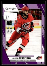 2023-24 O-Pee-Chee Purple Border Jalen Chatfield 07/49 Carolina Hurricanes #267