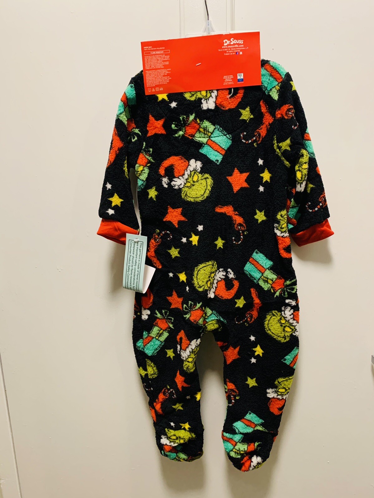 Dr. Seuss The Grinch One Piece Pajamas Union Suit Boy Girl Infant 24