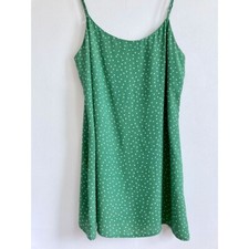REFORMATION Polka Dot Slip Dress Mini Green White $198 SZ 12